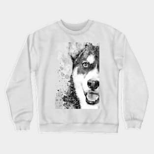 Black And White Half Faced Husky Dog Crewneck Sweatshirt